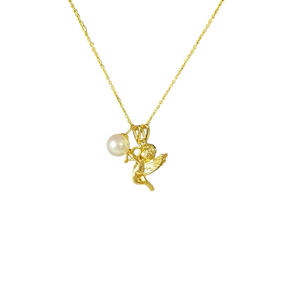 Women's Unbranded Gold Tone Cupid Pearl Necklace One Size